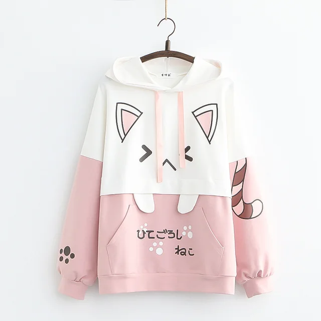 Embroidered Rabbit Ears Thin Hooded Long sleeved Pullover Sweater Women Pink Thin - Shop at LoveMi