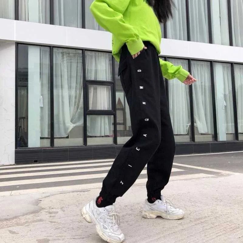 Japanese College Style Casual Corduroy Wide-Leg Pants Women - Black