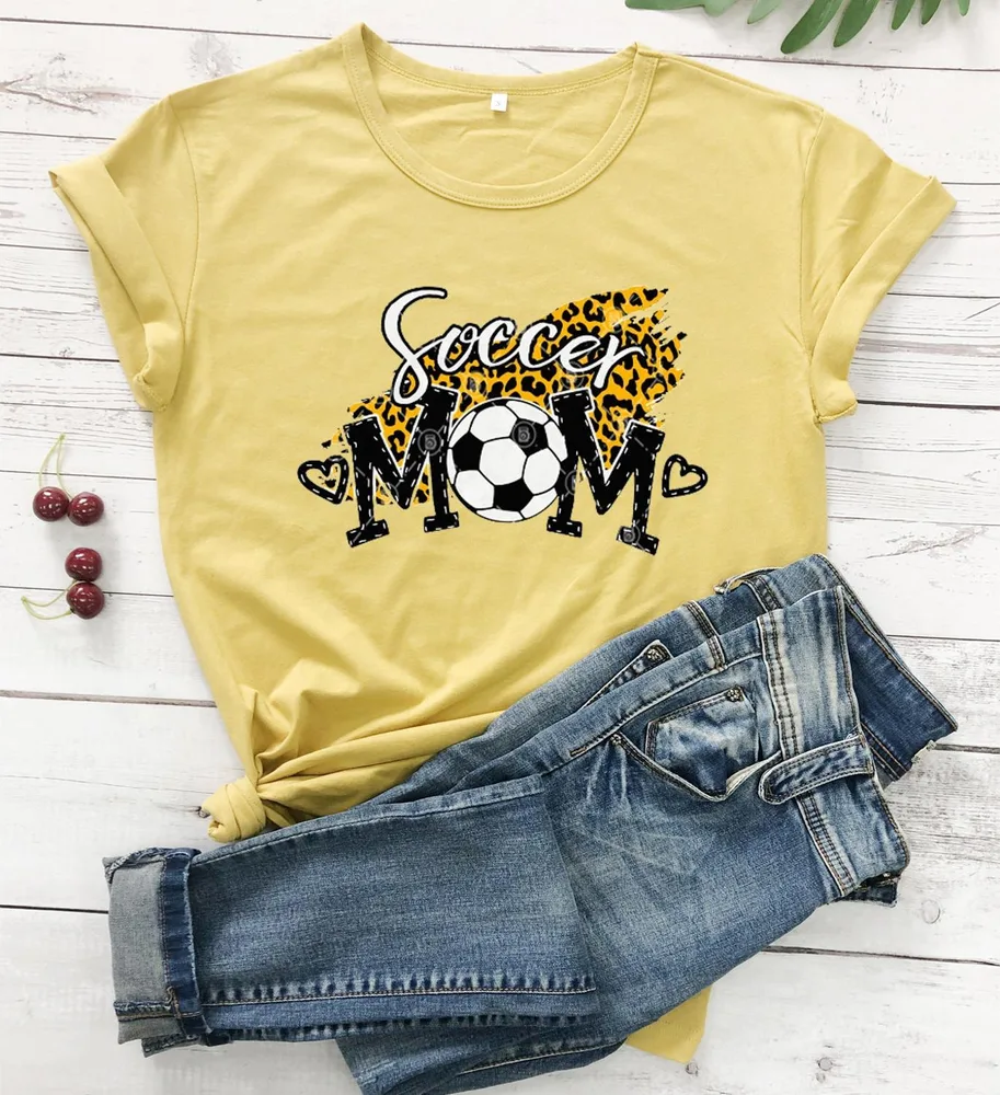 Mother's Day Gift Women's Cotton Leopard Print Casual T shirt Yellow - Shop at LoveMi