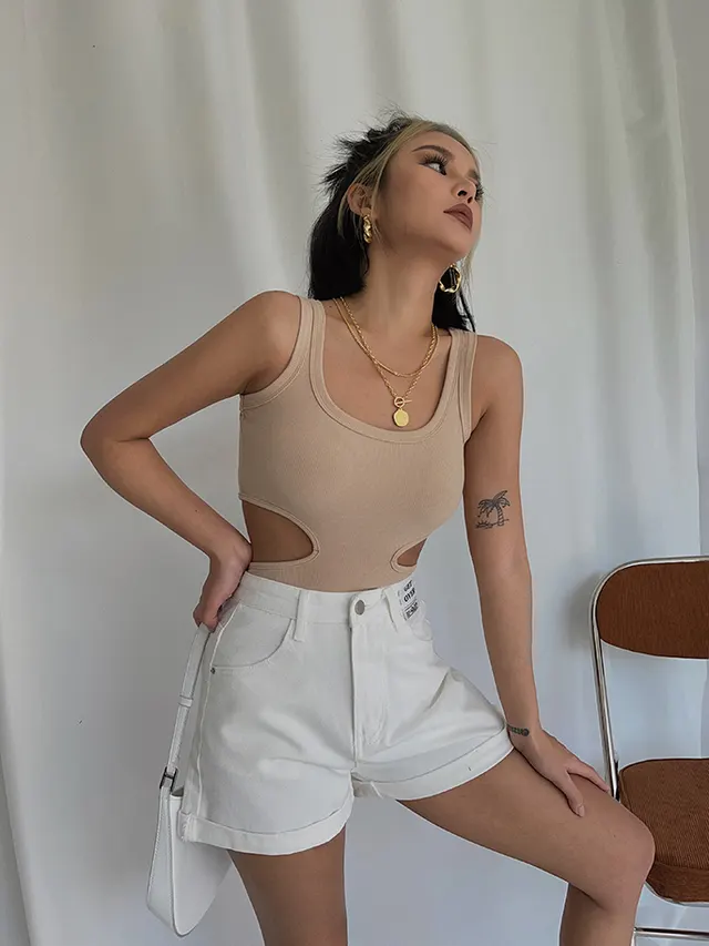 White Denim Shorts Women's High waisted A line Loose Wide legged Hot Pants White - Shop at LoveMi