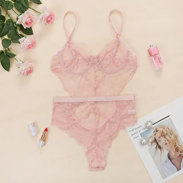 Lace Sexy Lingerie Slim fit Corset Sexy One piece Women Pink - Shop at LoveMi