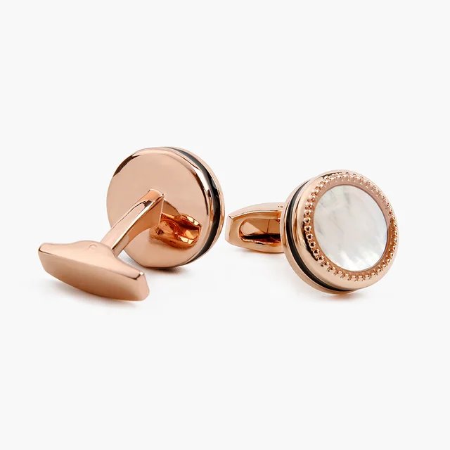 Men's Cufflinks Fashion Shell Inlaid Round Shirt Sleeve Nails 2 Colors Available Black - Shop at LoveMi