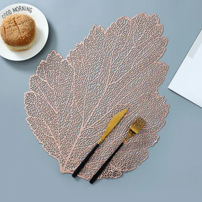 Hollow Insulation Pad, Leaf Placemat, Home Desktop, Anti scald Mat, Dining Table Rose Gold - Shop at LoveMi