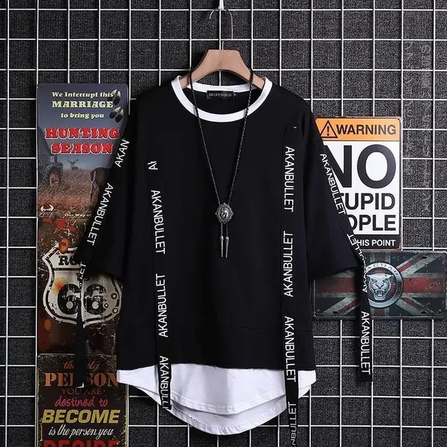 Men's Short sleeved Shirt Korean Style Hooded Half sleeved Sweater Hip hop Couple Top Clothes - Shop at LoveMi