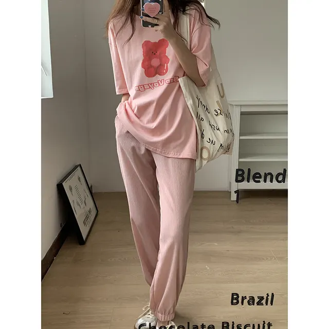 Summer Korean Style Loose And Cute Age reducing Casual Top Pink - Shop at LoveMi