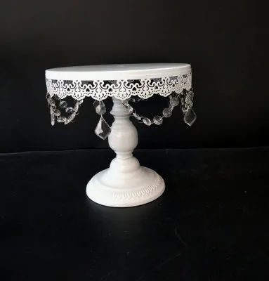 Simple And Modern Wrought Iron Lace Cake Stand Medium Tray With Crystal - Shop at LoveMi