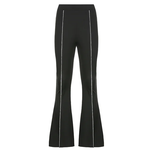 High waisted Anti car Line Slimming Micro cut Trousers Casual Trousers Black - Shop at LoveMi