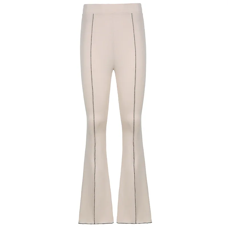 High waisted Anti car Line Slimming Micro cut Trousers Casual Trousers Skin Tone S - Shop at LoveMi