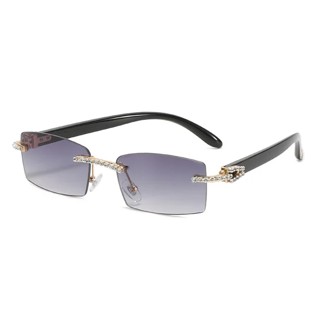 Trendy Diamond cut Square Glasses Black Frame Gray Piece - Shop at LoveMi