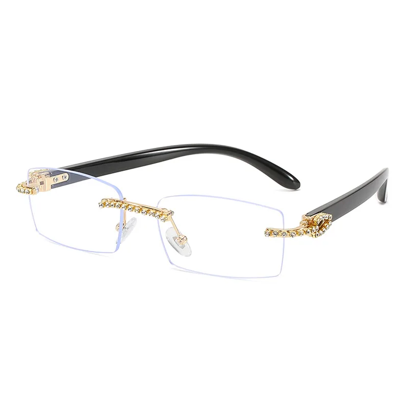 Trendy Diamond-cut Square Glasses - Black Frame White Film