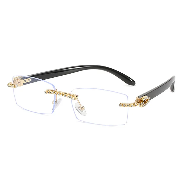 Trendy Diamond cut Square Glasses Black Frame White Film - Shop at LoveMi