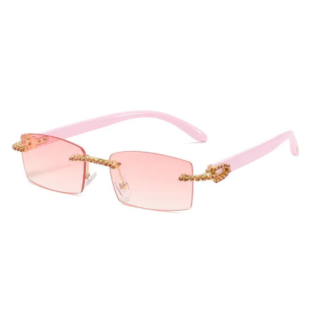 Trendy Diamond cut Square Glasses Powder Frame Powder - Shop at LoveMi