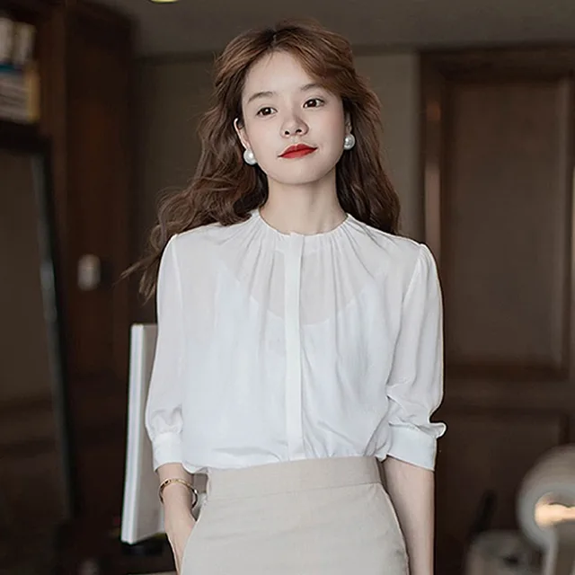 Women's Shirt Design Niche Scheming Blouse White - Shop at LoveMi