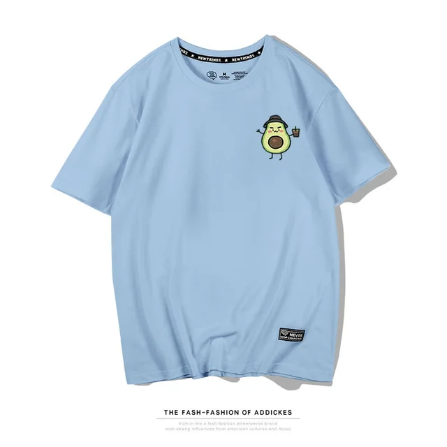 Summer new style avocado green short sleeved Harajuku style student T shirt f Blue - Shop at LoveMi