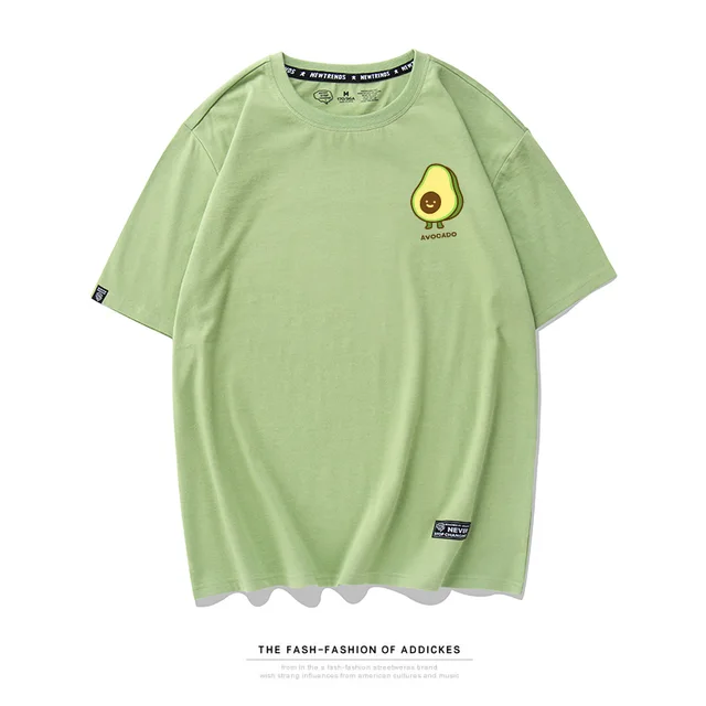 Summer new style avocado green short sleeved Harajuku style student T shirt f Green B - Shop at LoveMi