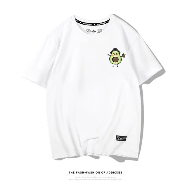 Summer new style avocado green short sleeved Harajuku style student T shirt f White - Shop at LoveMi