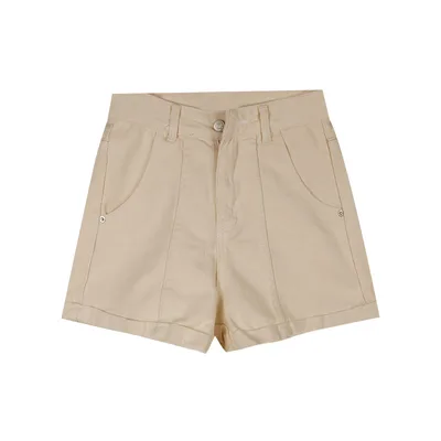 Summer Women's High Waist Loose Hot Pants Wide Legs Apricot - Shop at LoveMi