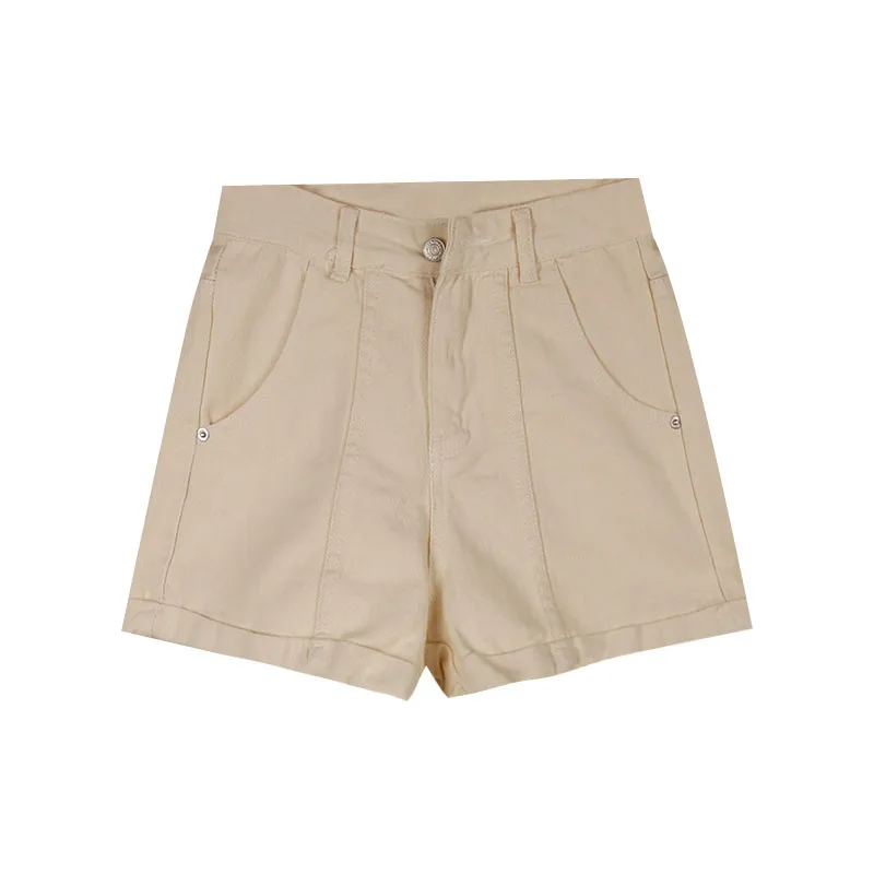 Summer Women's High Waist Loose Hot Pants Wide Legs - Apricot
