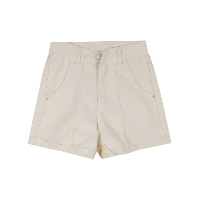 Summer Women's High Waist Loose Hot Pants Wide Legs Beige - Shop at LoveMi