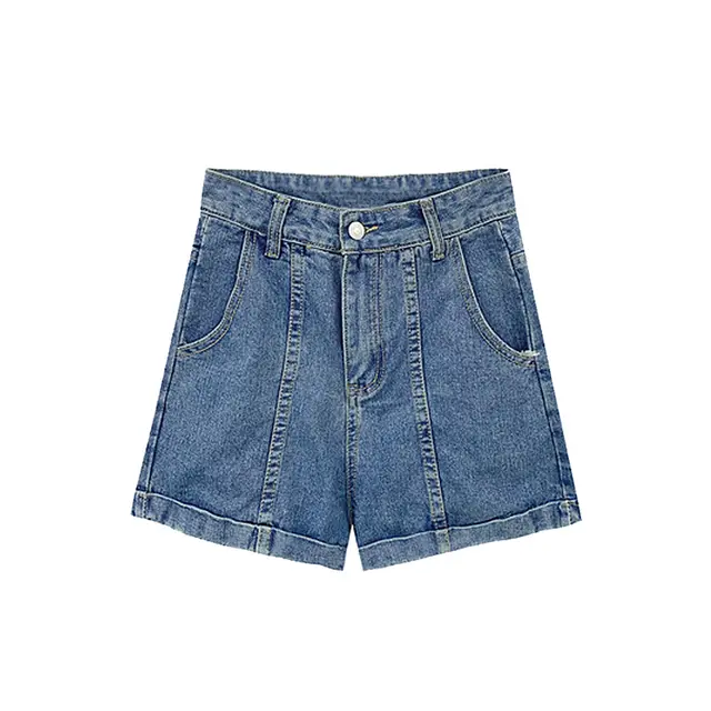 Summer Women's High Waist Loose Hot Pants Wide Legs Jean Blue - Shop at LoveMi