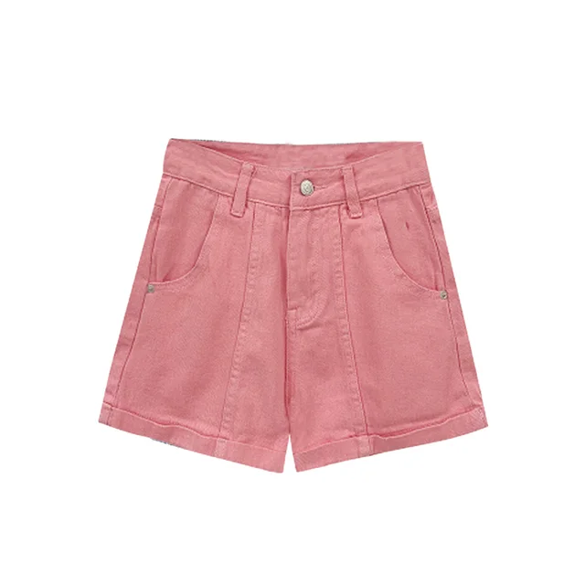 Summer Women's High Waist Loose Hot Pants Wide Legs Pink - Shop at LoveMi