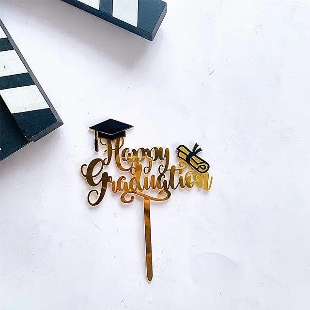 Graduation Party Decor Cake Toppers Acrylic Letter Hats Cake Flags Congrat Grad for Class Graduate Party Decorations - Shop at LoveMi