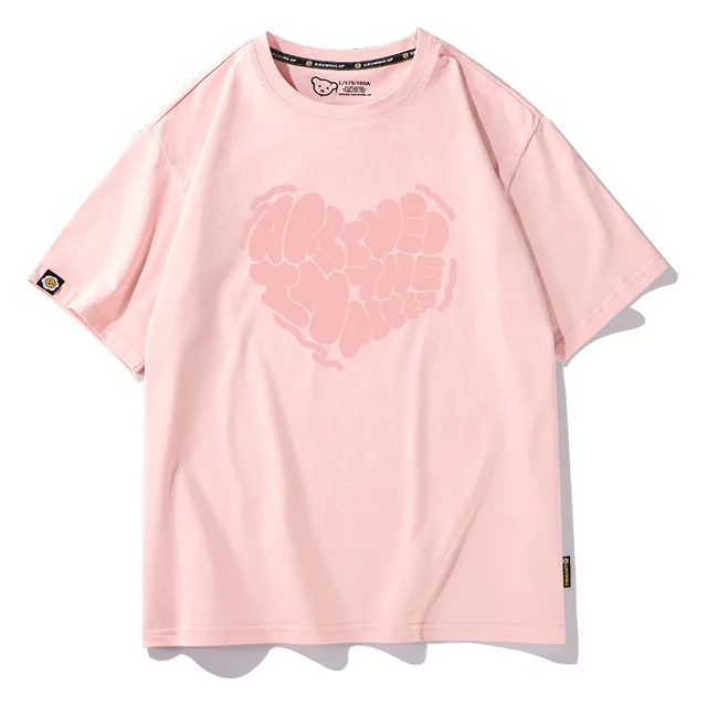 Lovers Wear Summer Love Printed T shirt Pure Cotton Half Sleeve Pink Pink Heart - Shop at LoveMi