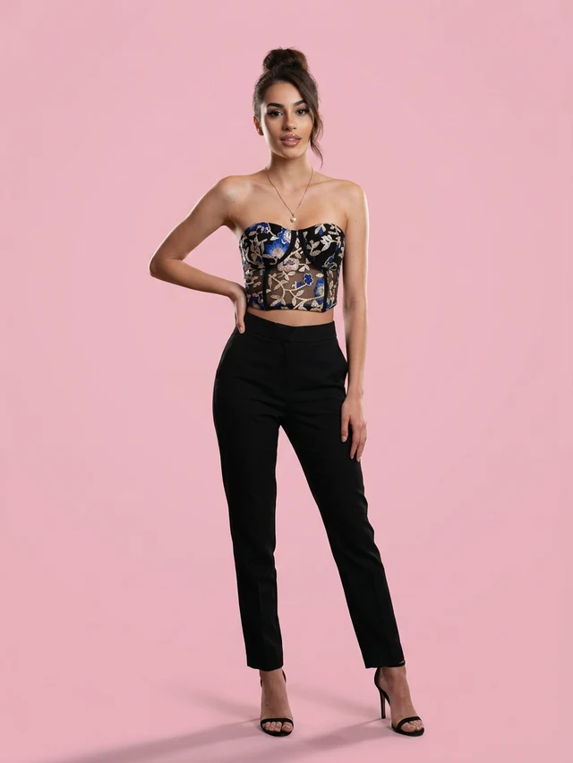 Floral Embroidered Sleeveless Sexy Corset Top y2k Colorful - Shop at LoveMi