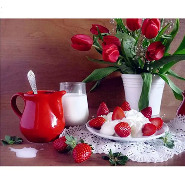 Embroidered diamond paintings, rhinestone mosaics, red strawberry cups, wall stickers Round - Shop at LoveMi