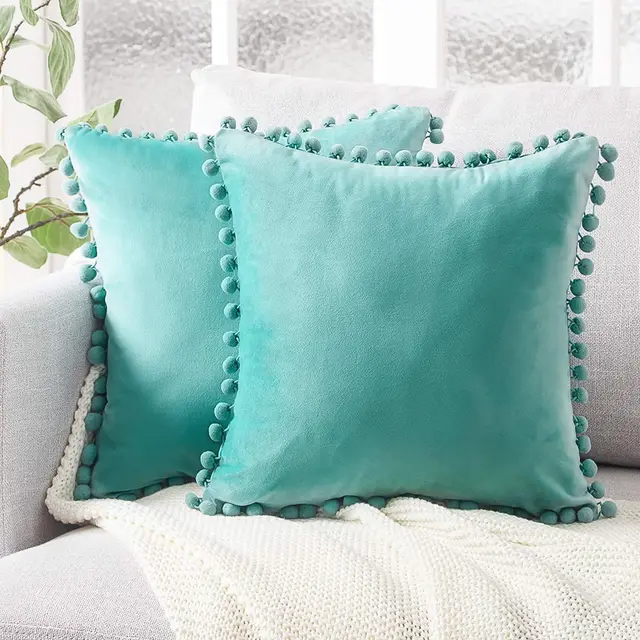 Ball Lace Velvet Sofa Pillowcase Light Green - Shop at LoveMi