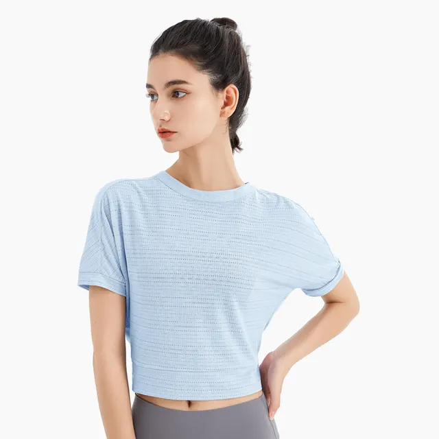 Sports T shirt Running Training Top Short Sleeve Blue - Shop at LoveMi