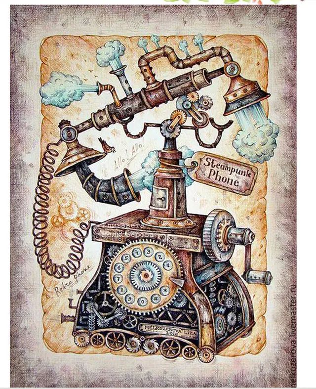 Diamond Painting Painted Vintage Telephone Mosaic Embroidery Cross Stitch Embroidery Color - Shop at LoveMi