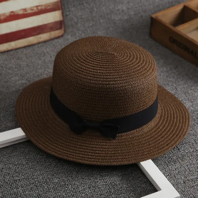 Bowknot Furry Sun Hat Traveling Holiday Beach Hat Coffee - Shop at LoveMi