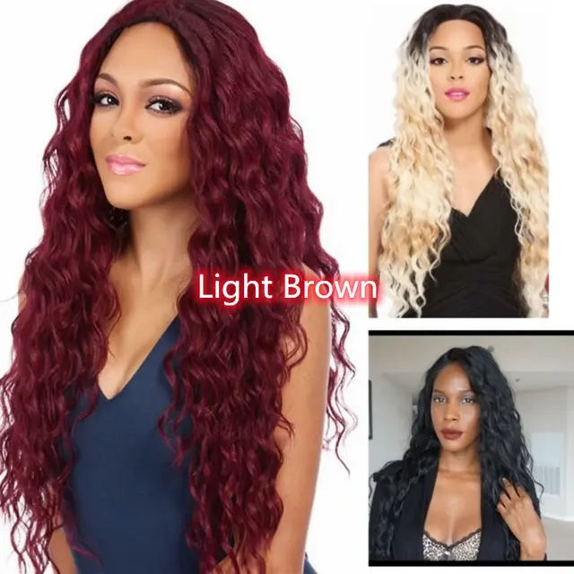 Wig Wine Red Corn Whisker Wig Black Small Curls Light Brown - Shop at LoveMi
