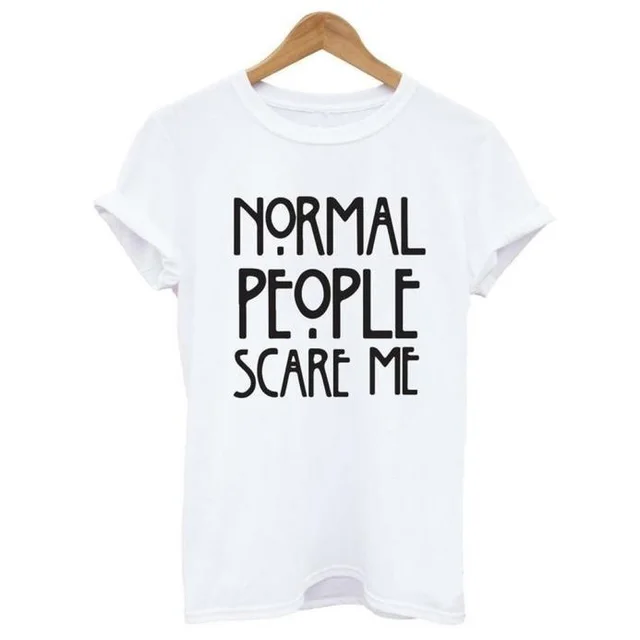 Printed Short sleeved T shirt Round Neck Top White - Shop at LoveMi