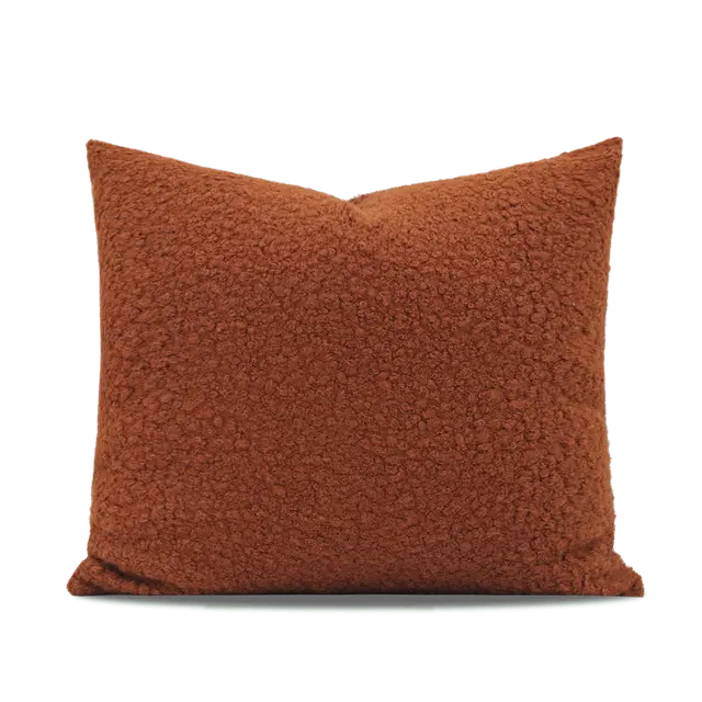 Nordic Warm Caramel Orange Coffee Color Faux Wool Roll Cushion Girl Throw Pillow Model Room Square Pillow Square - Shop at LoveMi
