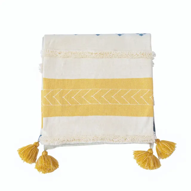 Tufted Knitting Lunch Break Blanket Sofa Soft Outfit Yellow - Shop at LoveMi