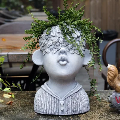 Lovely Flower Pot Art Succulent Garden Cement Exterior Courtyard Balcony Decoration Arrangement Grey - Shop at LoveMi