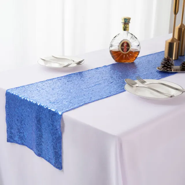 Gypsophila Embroidered Sequined Table Runner Blue - Shop at LoveMi
