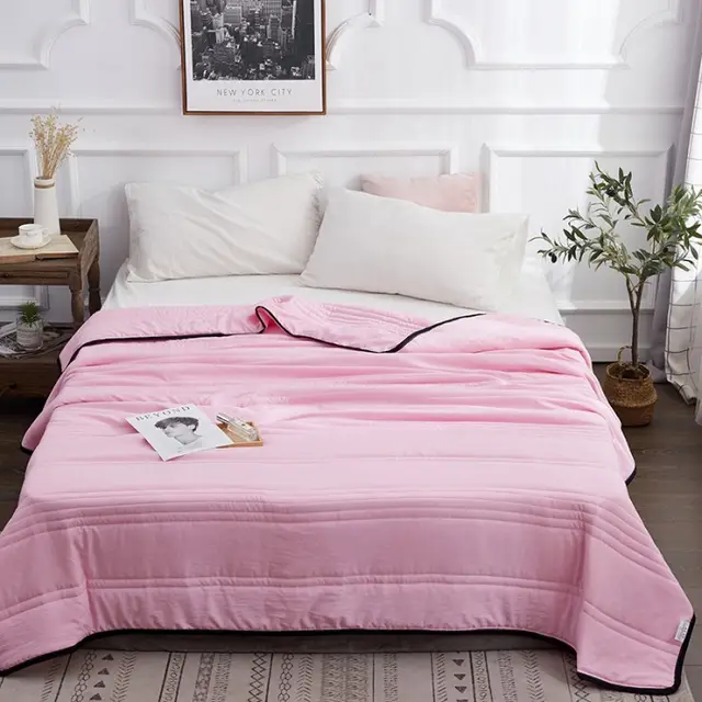 Gift Summer Cool Quilt Summer Washed Cotton Thin Quilt Machine Washable Air Conditioner Quilt Pink - Shop at LoveMi