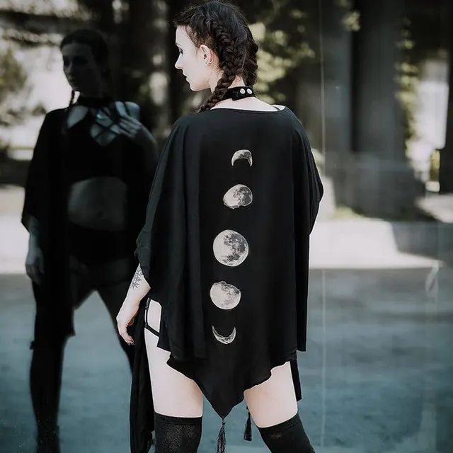 Women's V neck Loose Cloak Top Black - Shop at LoveMi