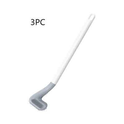 Soft Plastic Toilet Brush With No Dead Ends, Daily Necessities Long Handle Cleaning Brush 3Pc White - Shop at LoveMi