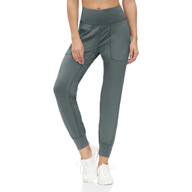 High Waist Stretch Yoga Pants Women's Nine point Pocket Fitness Pants Cropped Pants Dark Green - Shop at LoveMi