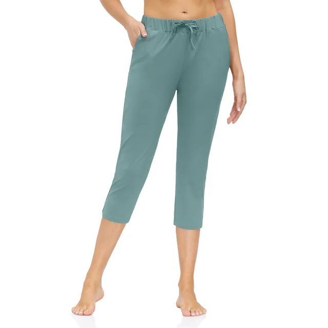 Women's Tight fitting Yoga Pants Pocket Low rise Cropped Trousers Light Green - Shop at LoveMi