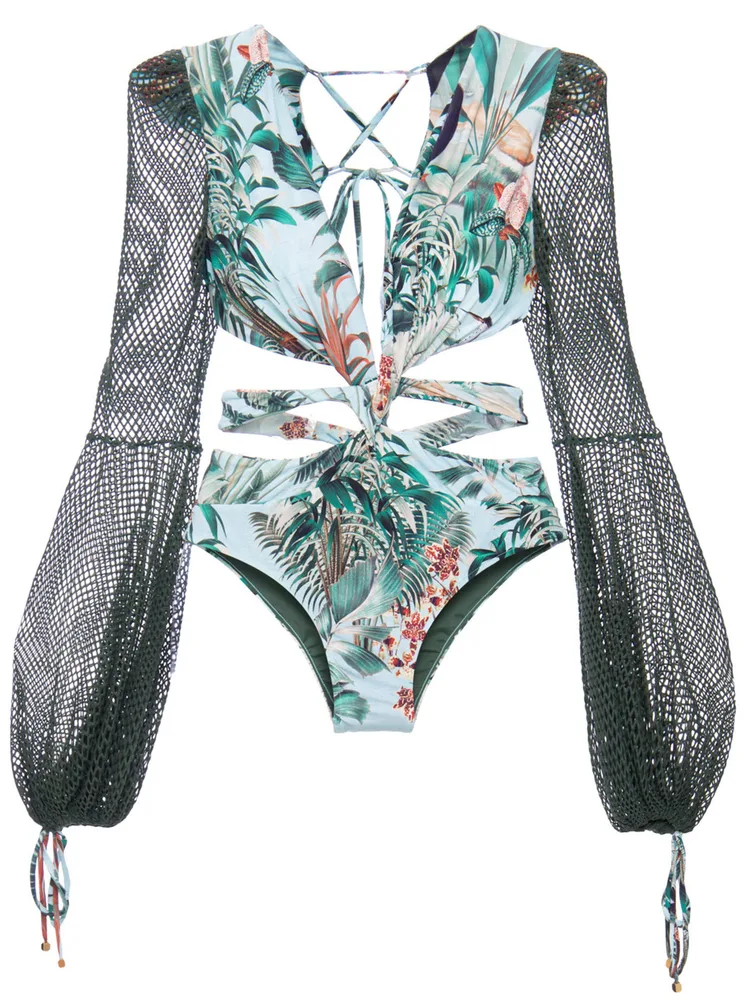 Sexy Lace up Halter One piece Swimsuit Blue - Shop at LoveMi