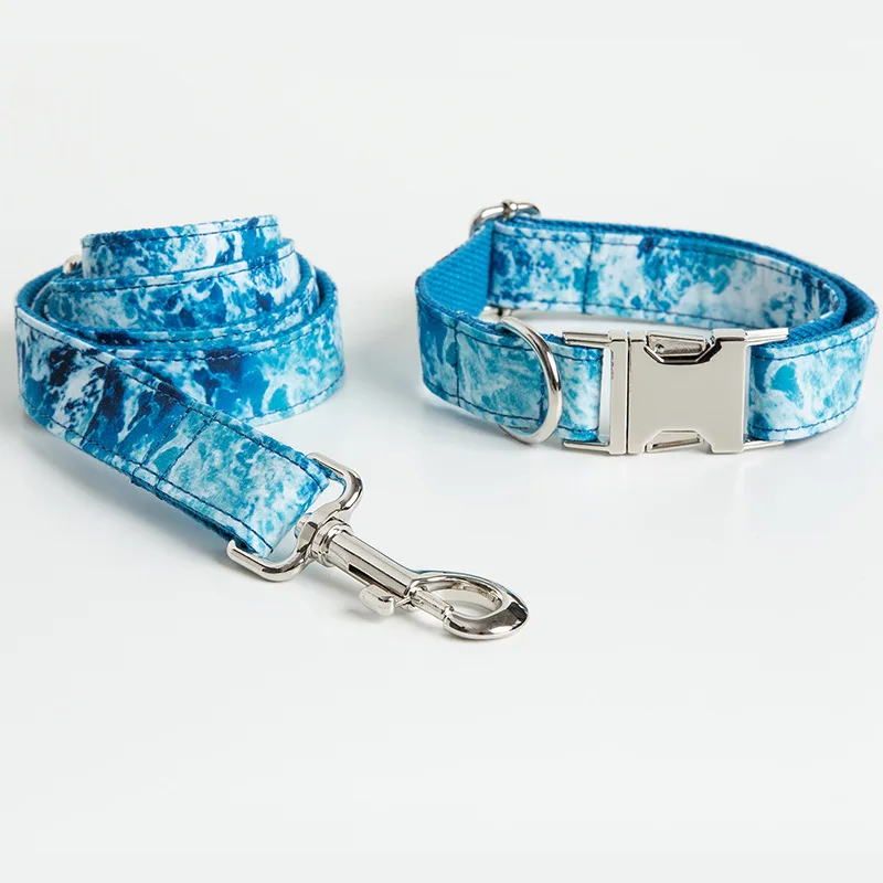 Dog Collar Traction Rope Set - Blue