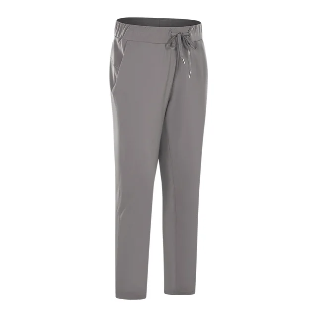 Nude Loose Yoga Pants Elastic Drawstring Straight Leg Casual Fitness Sports Pants Women Grey - Shop at LoveMi