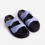 Two Flat Sandals And Slippers With Platform - Blue