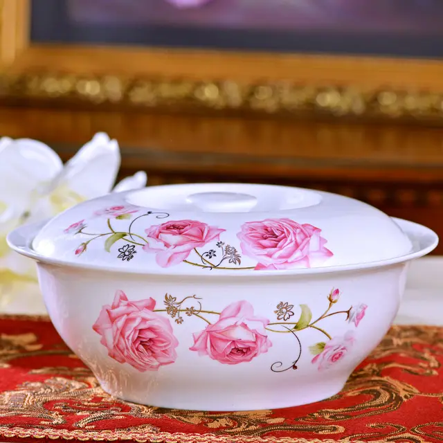 Household Bone China Soup Bowl With Lid H - Shop at LoveMi