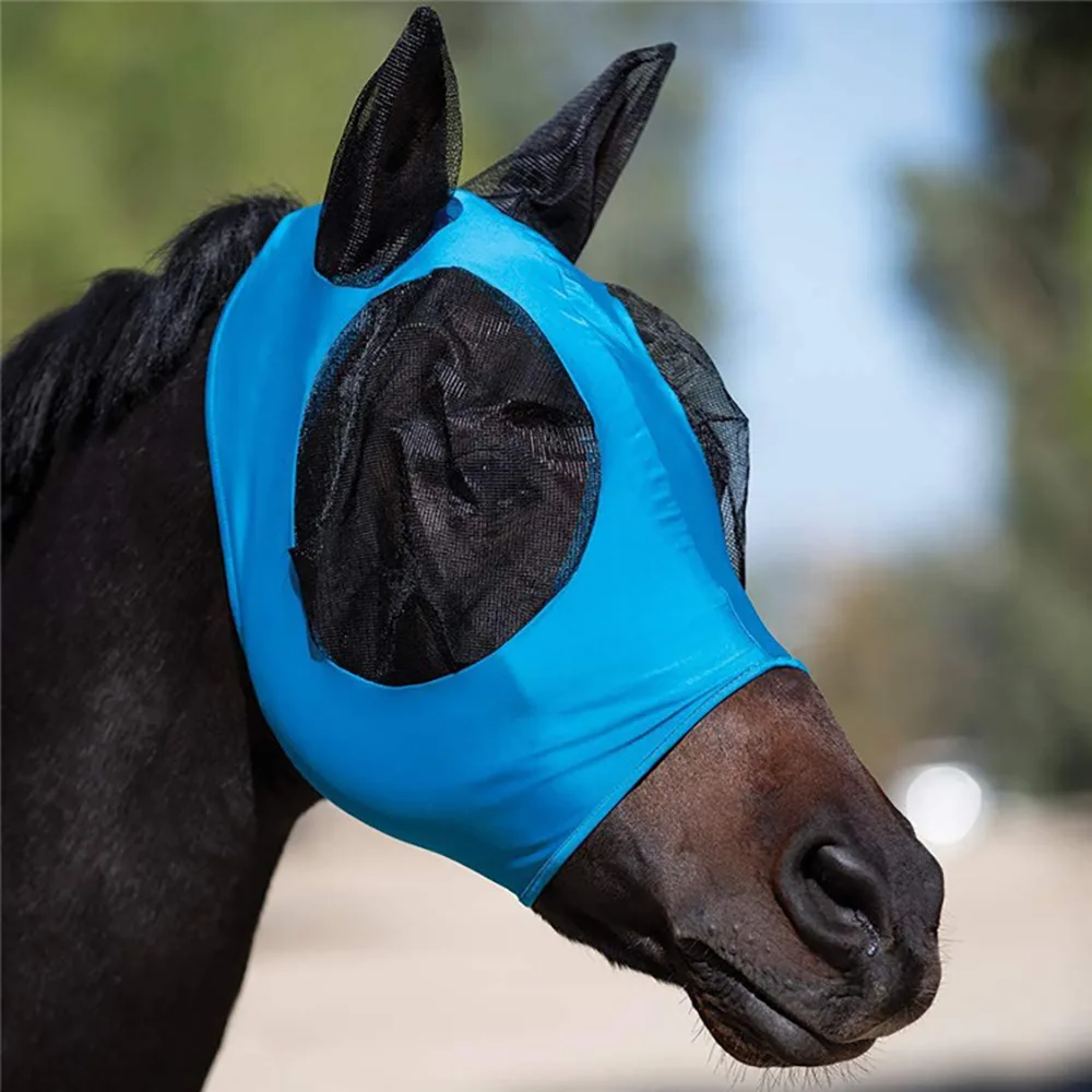 Horse Face Equestrian Universal Mosquito Cover - Blue